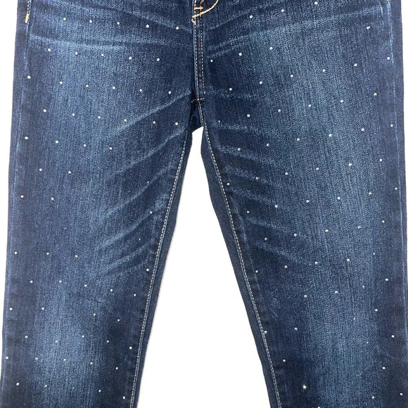 Abercrombie & Fitch Dark Wash Allover Rhinestone Mid-rise Skinny Jeans 25 Women - Picture 4 of 12